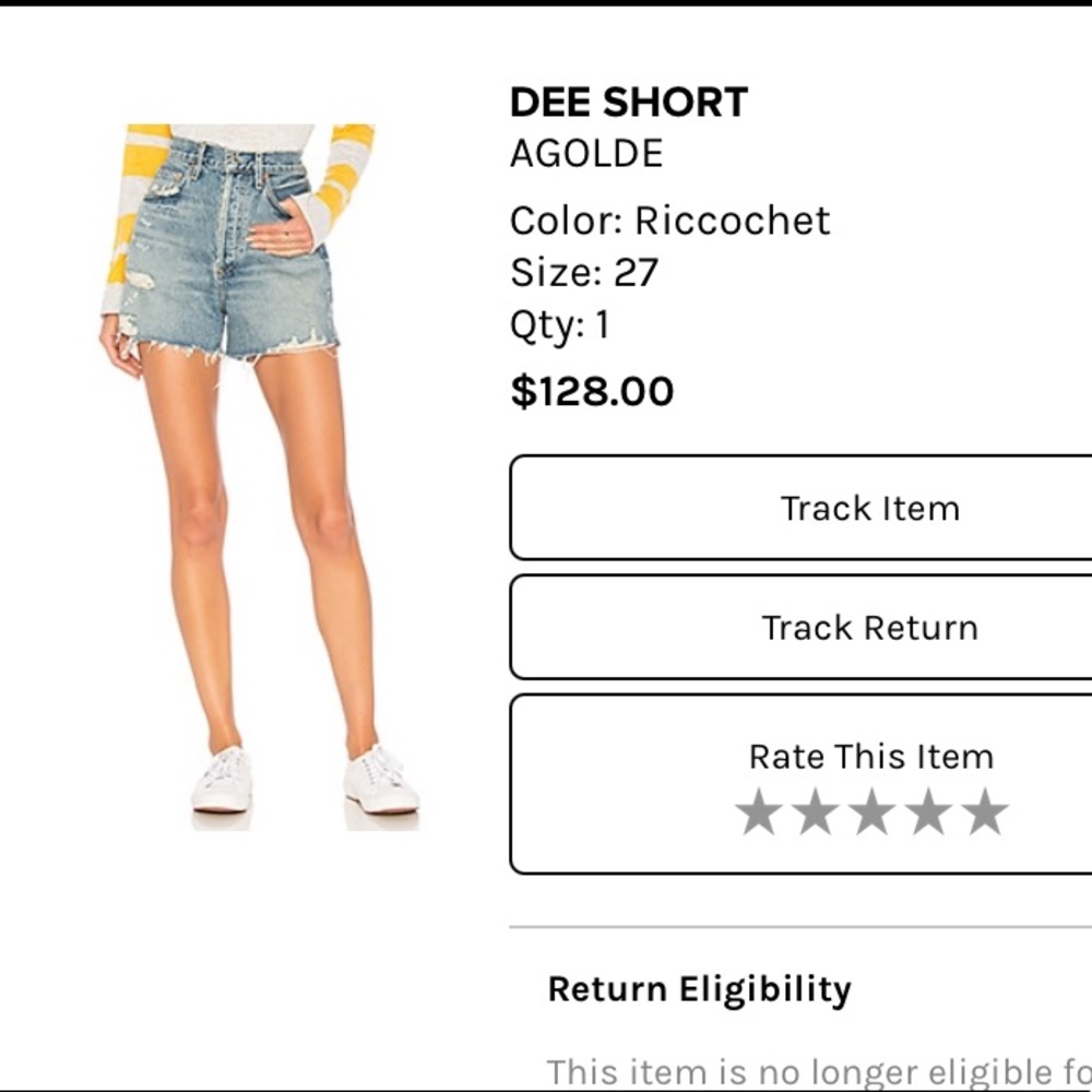 Agolde dee short color ricochet size 27